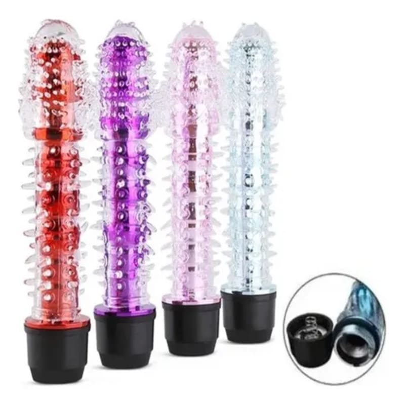 Vibradores con funda texturizada de espinas en colores variados.